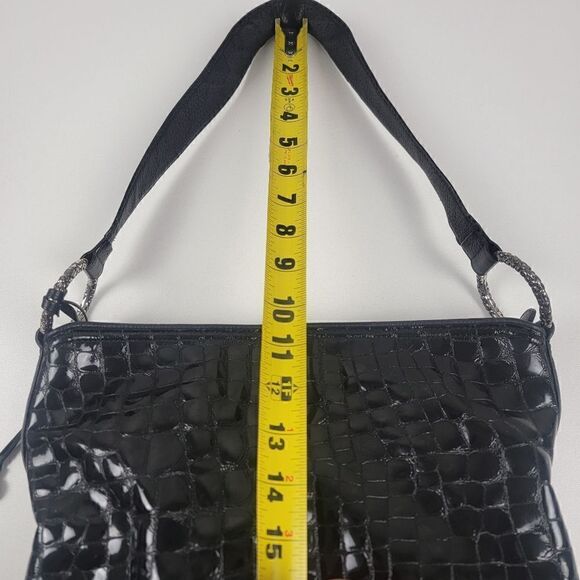 Brighton Patent Leather Shoulder Bag Purse Tote Zip - Picture 10 of 14